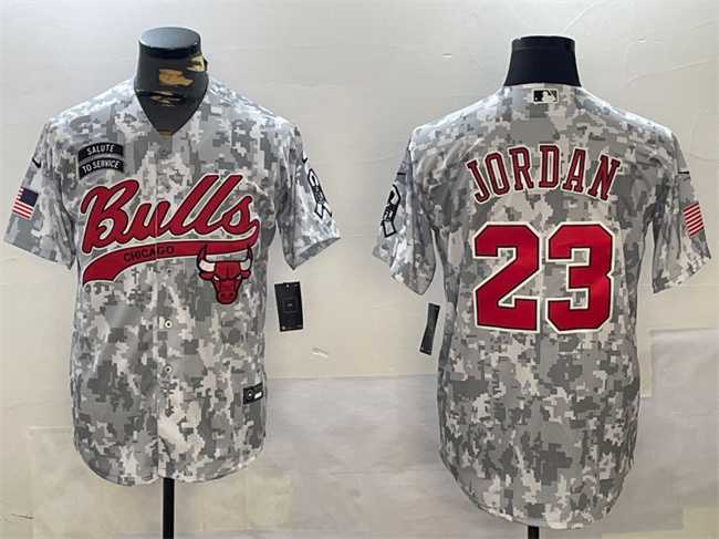 Men%27s Chicago Bulls #23 Michael Jordan 2024 Arctic Camo Salute To Service Stitched Baseball Jersey->denver nuggets->NBA Jersey